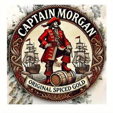 Captain Morgan'S Discover Gold-Vintage Tin Metal Signs Home Décor 8x8 Inch Round