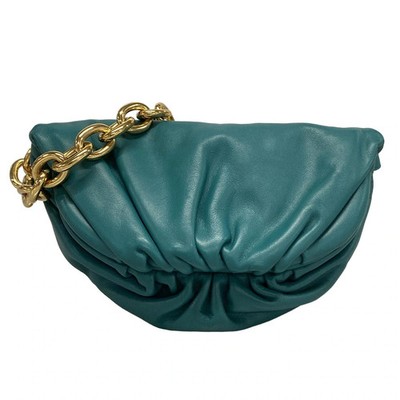 Auth BOTTEGA VENETA The Chain Pouch Blue Green Leather P