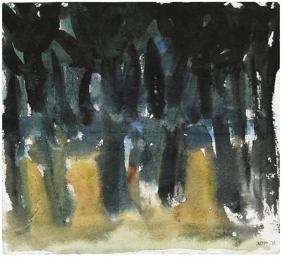 Aharon Messeg: Grove at Dusk  / Israeli Jewish Modern Lyrical Abstraction