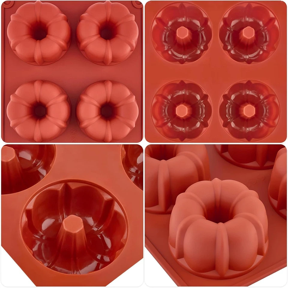 Mini Silikon Gugelhupfform 2 Stück Antihaft Backform für Kuchen Muffins Kekse - Bild 4 von 4