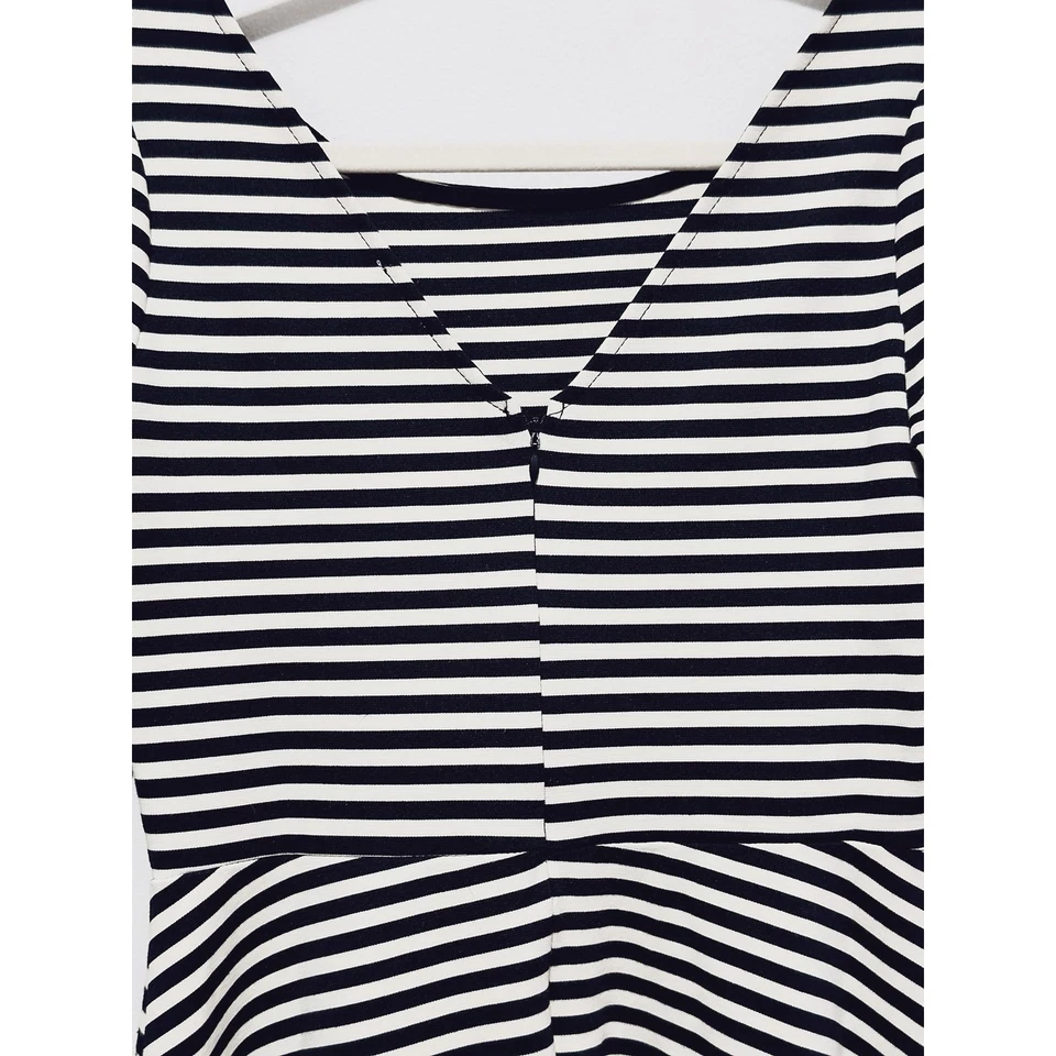 Pixley - Women's Black & White Striped, Half Sleeve, Fit and Flare Dress, size S - Image 4 of 4