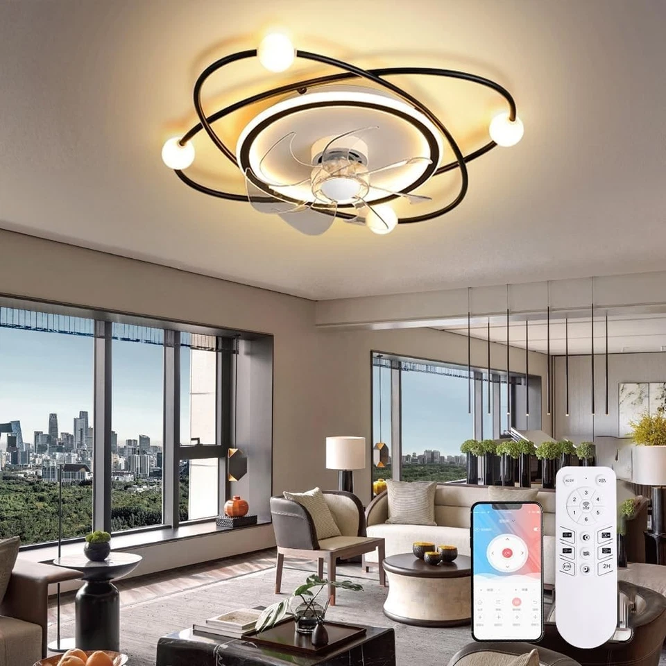 Modern 58CM Ceiling Fan with LED Light, Dimmable, Remote, 6-Speed, Timer - Image 3 of 4