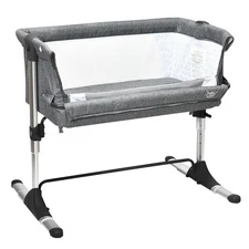 Travel Portable Baby Bed Side Sleeper Bassinet Crib with Carrying Bag-Gray - Col