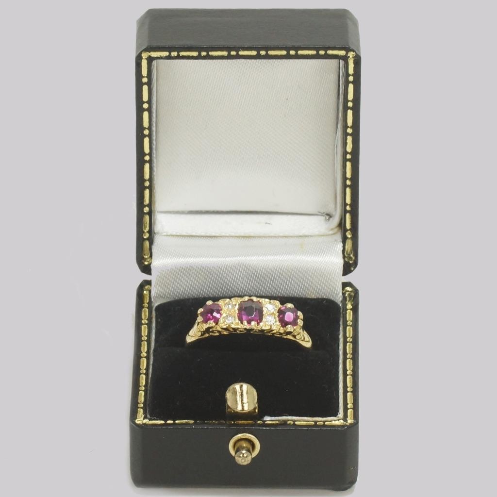 Victorian Ruby Diamond Ring 18ct Gold Antique Rub… - image 6