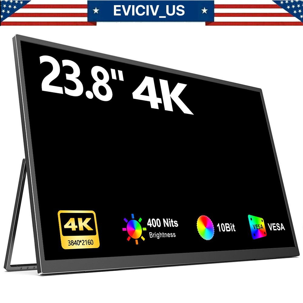 EVICIV UColor T3 - 23.8" Inch 4K PC Portable Monitor HDR Computer Display for PC