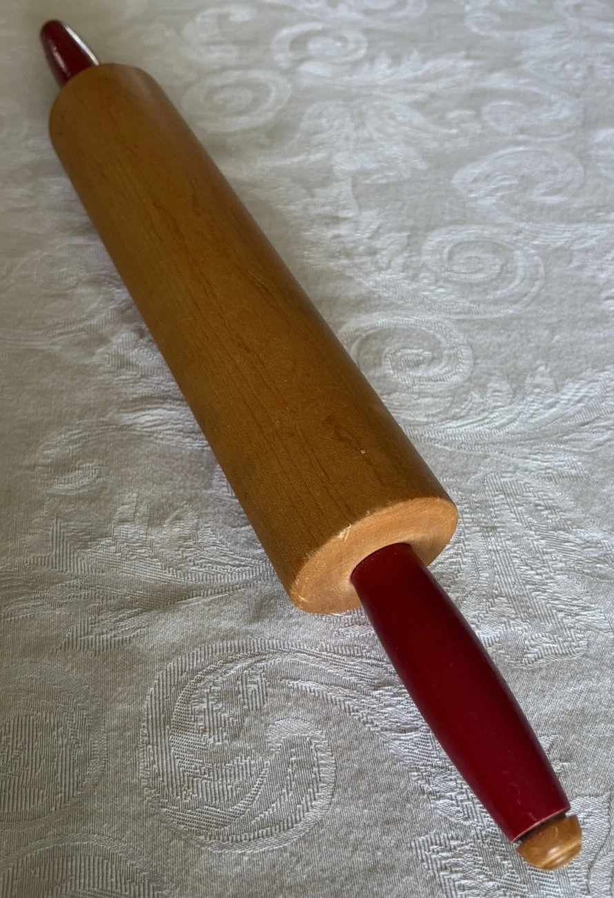 Vintage 17” Wooden Rolling Pins 10"center 2" diameter Bright Red Handles
Opens in a new window or ta