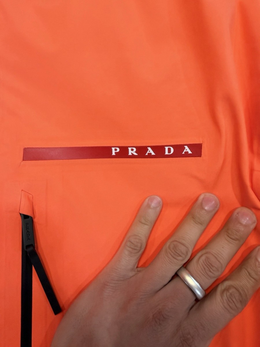 Prada Goretex Linea Rossa Neon Orange Jacket Sz L 100% Authentic
