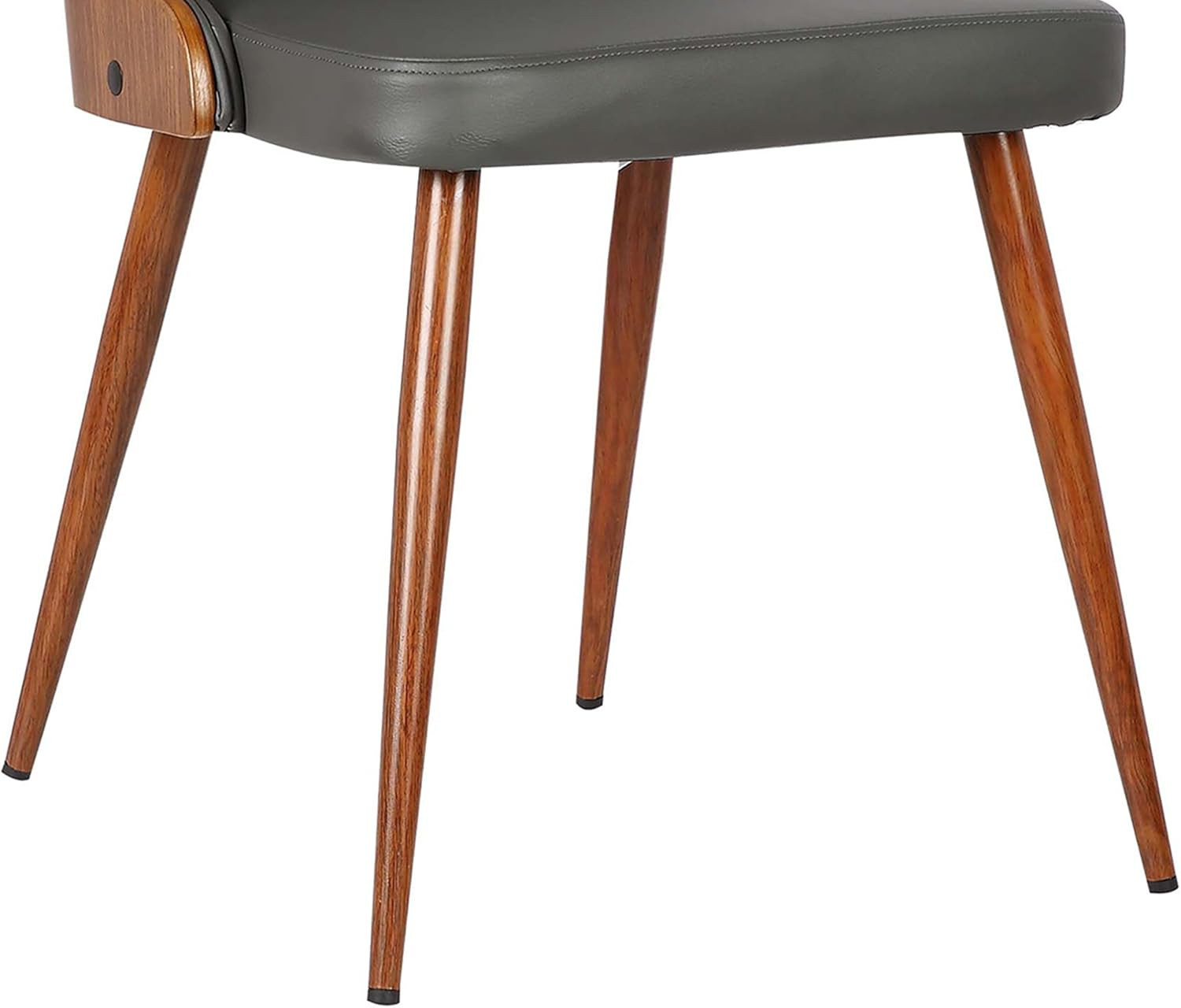 Lily Grey Faux Leather Dining Chair with Walnut Finish - Chic Comfort