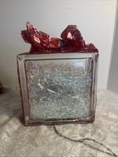 Lighted Glass Block Holiday Table/Window Display 8x8x3