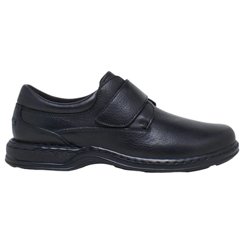 Mens Hush Puppies Roland Black Leather Walking Casual Slip On Shoes - Picture 1 of 7