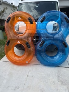 Inflatable Double Ring Swim Tube Float Towable Style, Orange only! 2X bundle