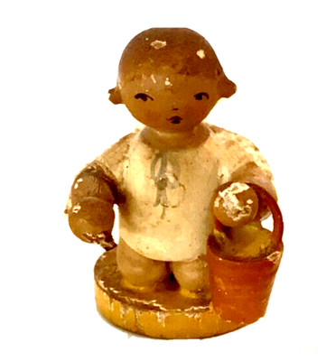 Antique Erzgebirge WENDT KUHN Most Rare 1930's Bath Child German Wood Provenance