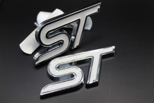 White Chrome Silver Front Grille & Rear Boot Badge for Ford ST