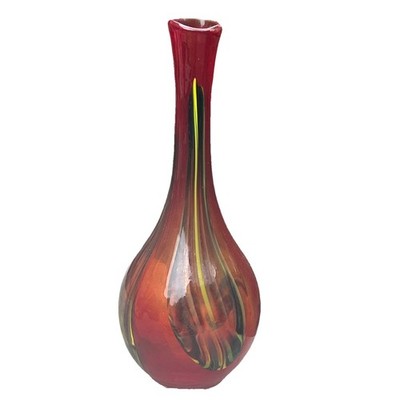Studio Art Glas Langhals rot 15'' Vase schwarz gelb grün blau dehnbar 