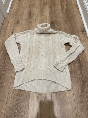 Alps And Meters Sweater Women s Medium Cashmere Wool Cream Cable Knit Fisherman