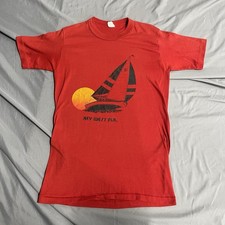 Vintage 70s 80s Key West Florida Red T Shirt Sz Medium Made In USA Single Stitch