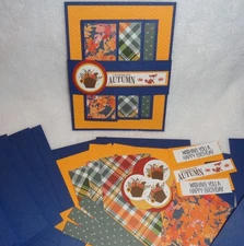 Stampin Up! Card Kit CELEBRATE AUTUMN & Birthday FUN FOLD Plaid THANKSGIVING