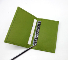 Business Card Credit Card Case Leather Foldover Graphic Image Green