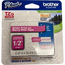 $20.43 Brother TZe-MQP35 White on Berry Pink Label Tape 0.47 in x 16.40 ft NEW