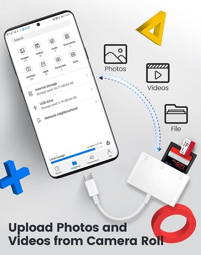 USB C to Micro SD TF Card Reader USB-C to Camera Card Adapter for iPad Pro - Afbeelding 4 van 9