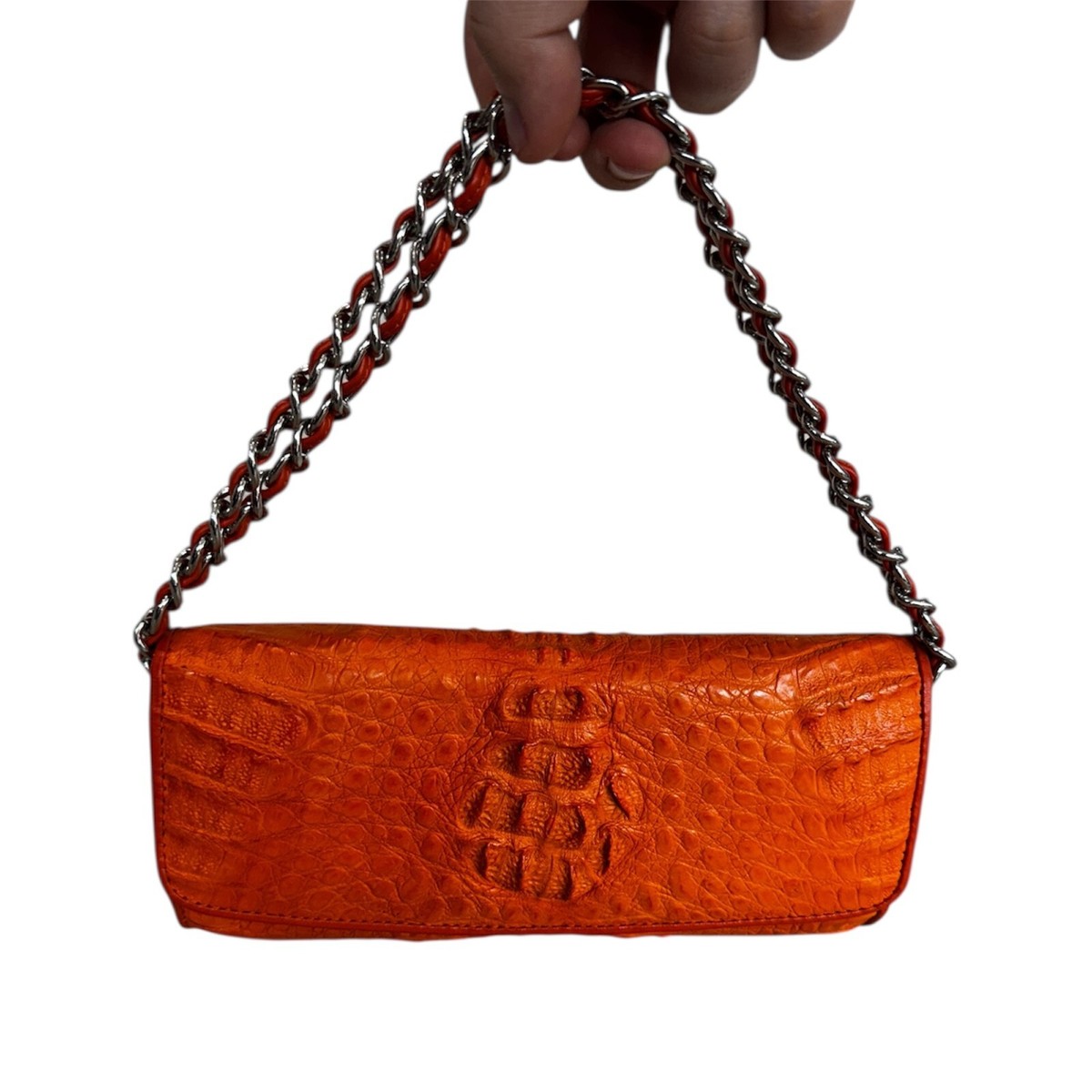 バッグ Roen leather west shoulderbag crocodile Genuine Leather Orange Crocodile Leather Shoulder Crossbody Bag | eBay