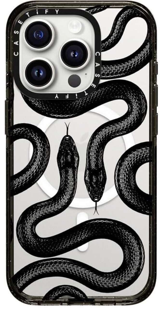 CASETiFY Impact Case for iPhone 15 Pro – Black Kingsnake – Clear