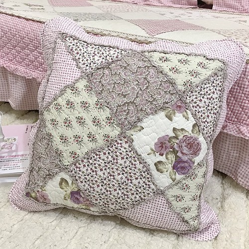Shabby Frill Quilted Cotton Cushion Cover Funda de almohada Sham Patchwork Chair Retro - Imagen 7 de 9