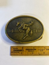Vintage 1978 BTS Brass Bucking Bronco Belt Buckle
