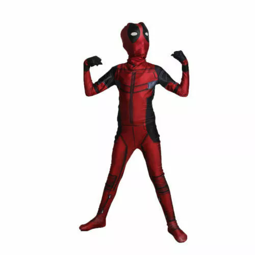 Deadpool Cosplay Bodysuit Boys Jumpsuit Kids Costume Outfit Set Parts Halloween - Imagen 3 de 13