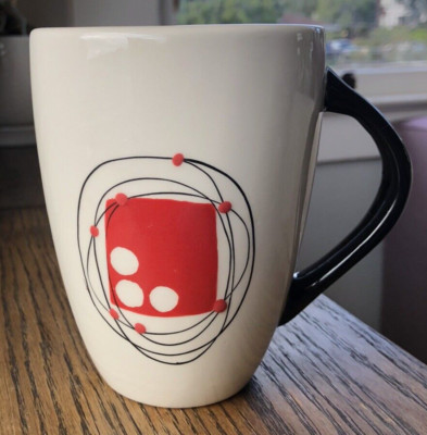 Vintage Dansk ORBIT Mug Cup Red Black & Cream Hand Painted MCM Atomic