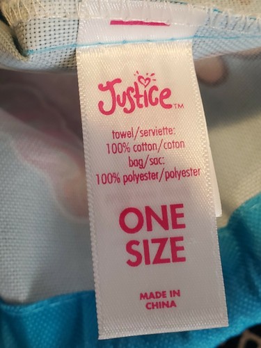 Super Rare Large Justice Tote Towel Bag Fun In The Sun Backpack 19.5" x 14.5 Sac - Picture 11 of 12