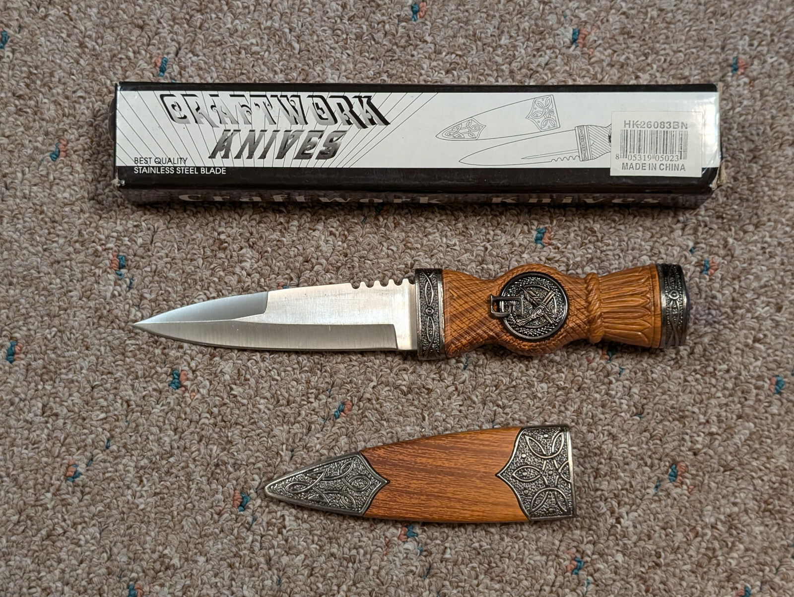 Custom Made Scottish Gaelic Sgian Dubh Knife Boot Sock Sheath Dagger