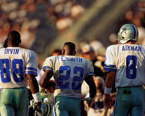 Dallas Cowboys TROY AIKMAN, MICHAEL IRVIN & EMMITT SMITH glänzend 8x10 Fotodruck - Bild 1 von 1