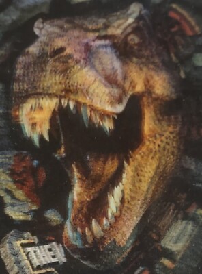 RARE 1997 JURASSIC PARK T-REX FLASHER HOLOGRAM CARD. TYRANNOSAURUS