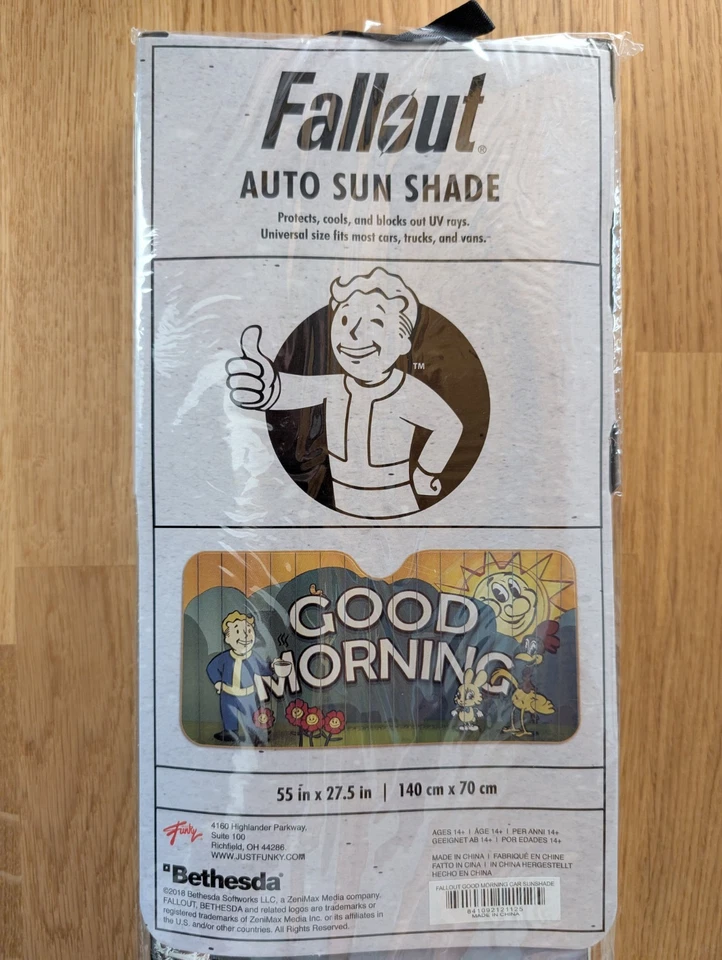 Автомобильный солнцезащитный козырек Fallout — дизайн Vault Boy «Доброе утро» — 55 дюймов x 27,5 дюйма - Изображение 2 из 4