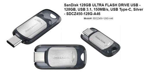 SanDisk SDCZ450-128G-A46 SanDisk 128GB Ultra USB Type-C Flash Drive - NEW - Picture 3 of 3