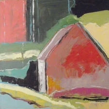 ORIGINAL ACRYLIC Barn Landscape  Painting JMW art John Williams Expressionism