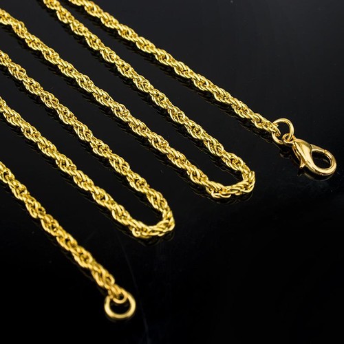 Titanium Alloy Gold Silver Solid Twist Rope Chain Necklace Wedding Engagement ☊ - Picture 2 of 9