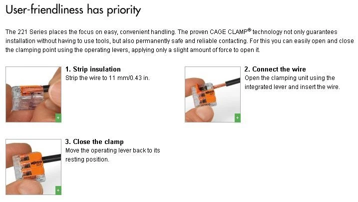 50 pcs WAGO 221-413 COMPACT Splicing Connectors 3 pole Lever Nuts FREE SHIPPING! - Image 3 of 4