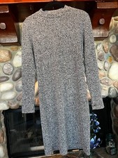 Lark & Ro Black Tweed Ribbed Knit Long Sleeve Dress SZ Small