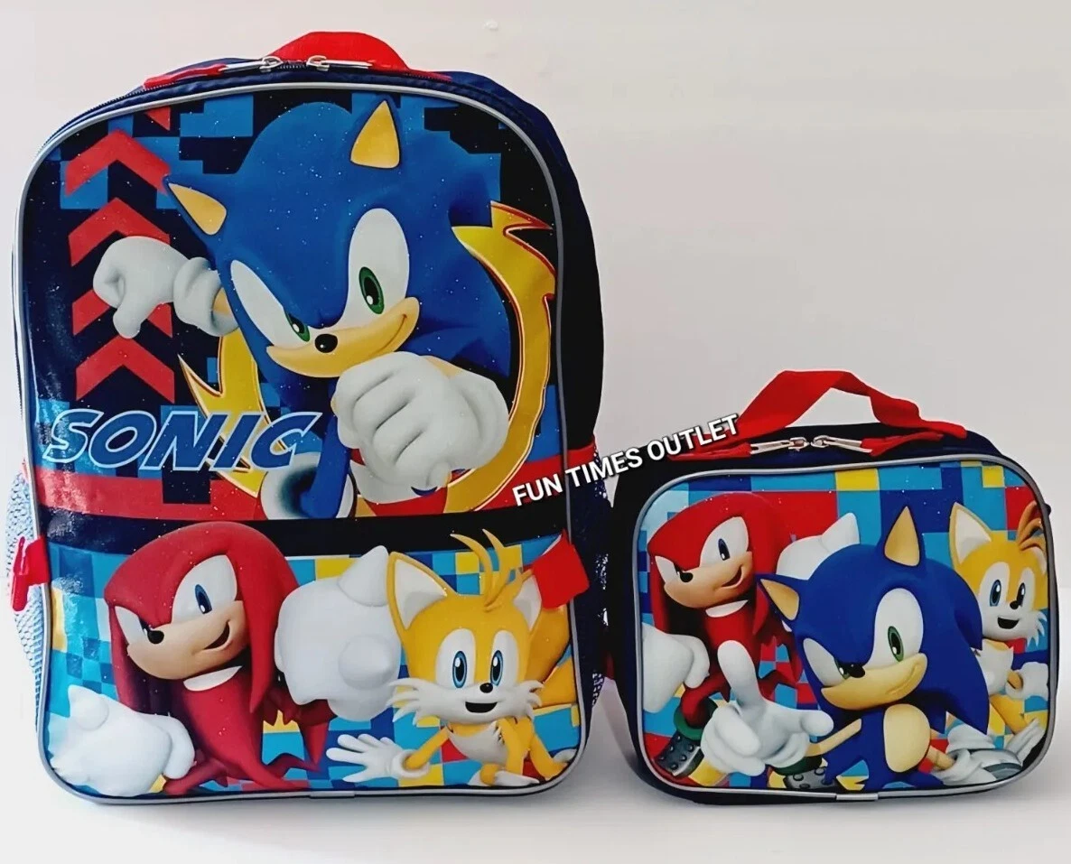 Sonic The Hedgehog Large 16 School Backpack Bookbag Lunch Box Set Lunchbag  Sega | eBay
