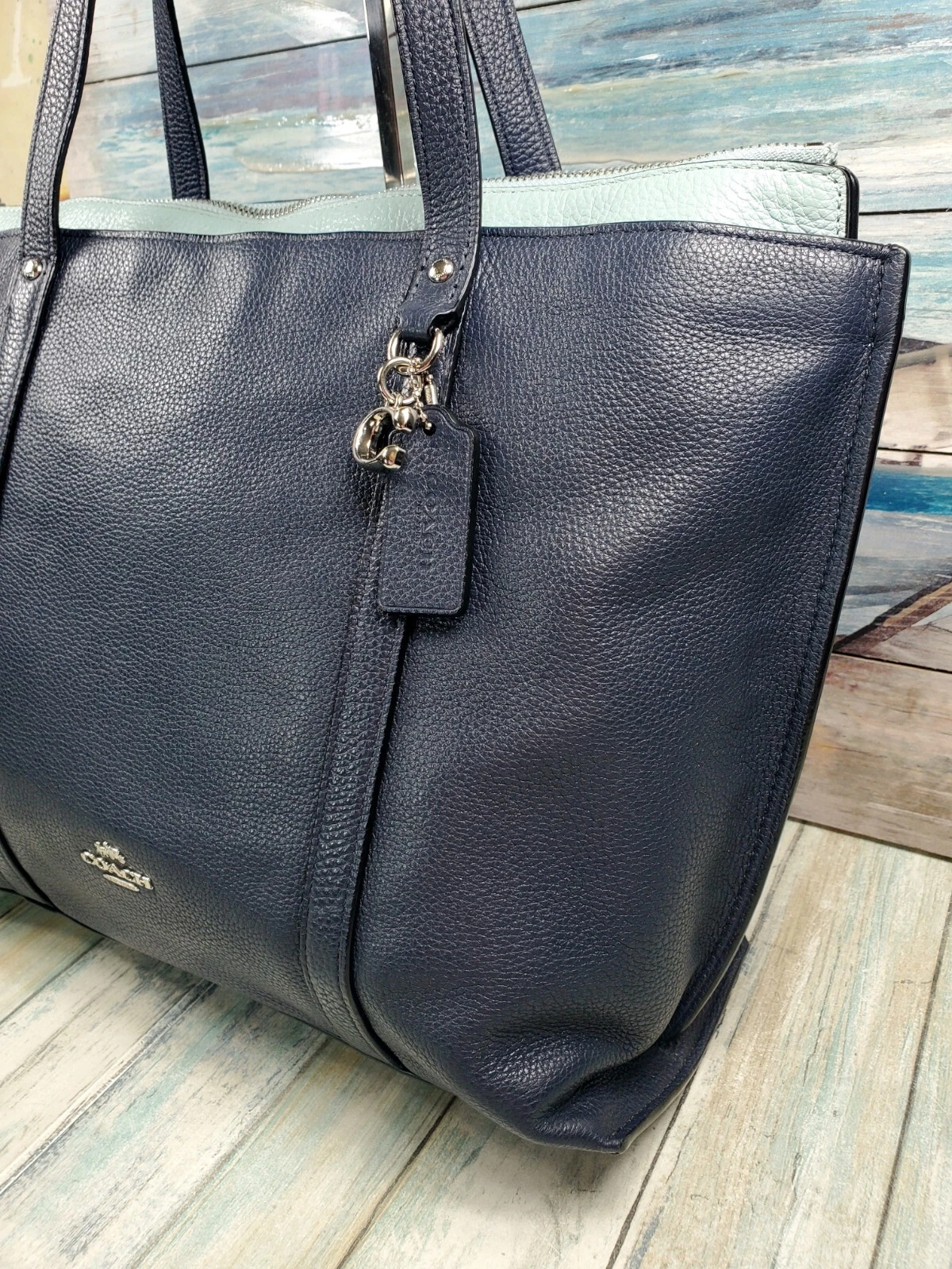 Coach May Borsa grande in pelle di ciottoli a mezzanotte 1573 usata in ottime condizioni