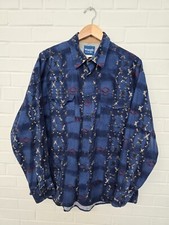 Vintage Wrangler Aztec Western Shirt Snap Pearl Long Sleeve Men's Size XL