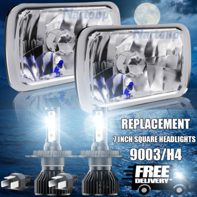 5X7'' 7x6'' LED Headlight Hi-Lo Beam H4 DRL Light For Jeep Wrangler YJ 1986-1995
