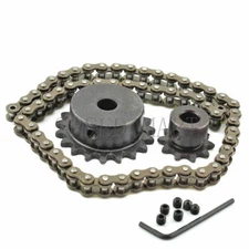 04C 25H 9T 18T Sprocket Set Kit Metal Pilot Motor Roller Chain Ratio 1:2 keyway