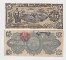 MEXICO-GOBIERNO PROVISIONAL  20 PESOS 1914 SERIES D  CRISP VERY FINE PLUS YYY