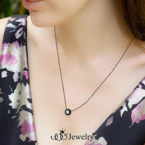 Colar feminino 555 joias aço inoxidável letras romanas solitário zircônia cúbica - Imagem 3 de 4