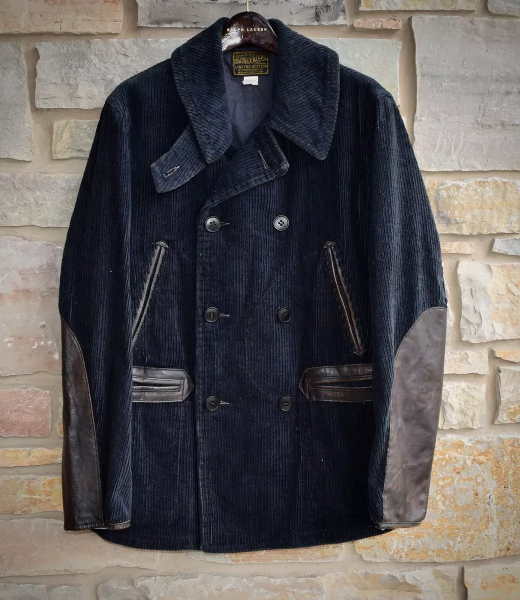 RRL Ralph Lauren Limited-Edition Peacoat Leather Corduroy Navy Men's M  Medium