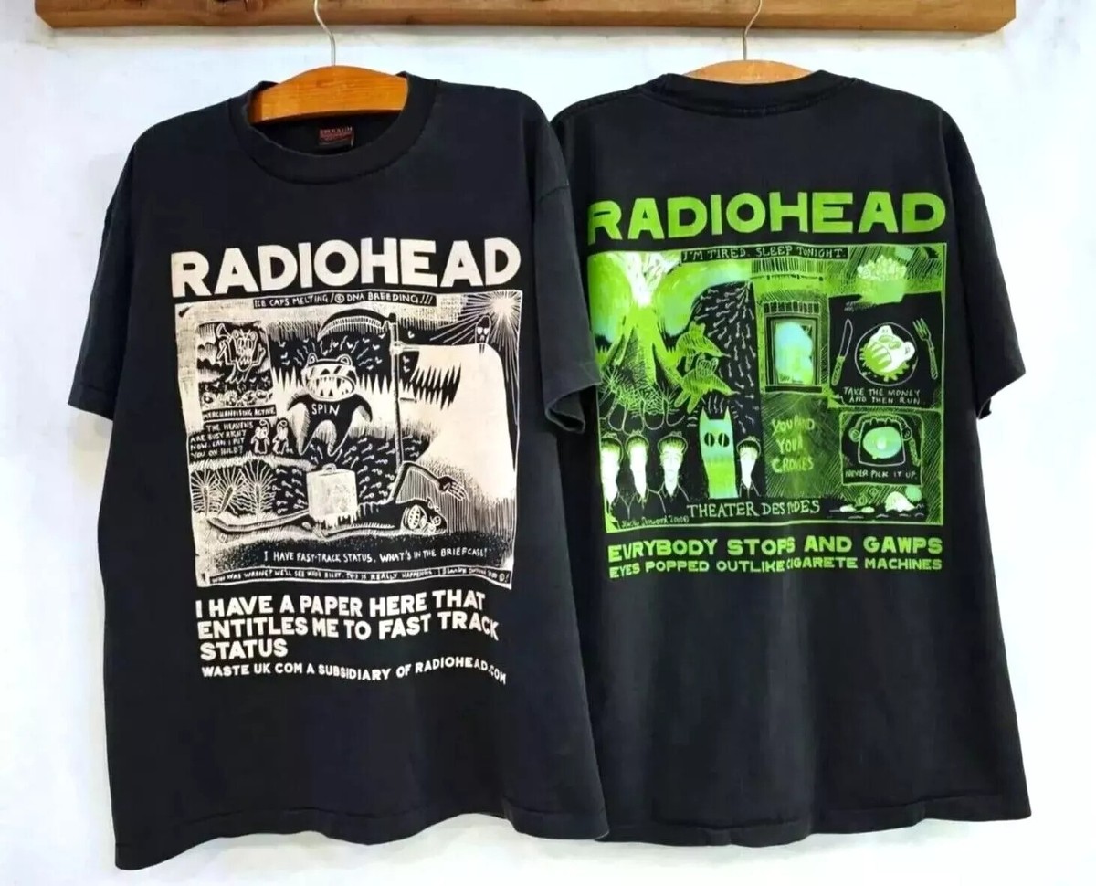 Vintage RADIOHEAD Band I Have A Paper Here 2 Side Reprint Black