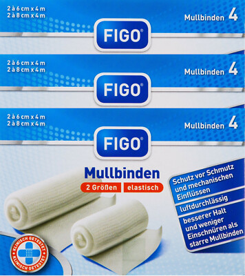 12 Stück Mullbinde Mullbinden Fixierbinden Verband Bandage elastisch 2 Größen 